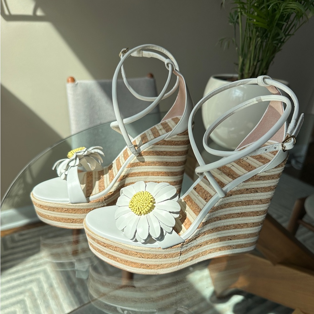 Sophia Webster Margarita 140MM Leather Cork Wedge Sandals 38 - Picture 3 of 9